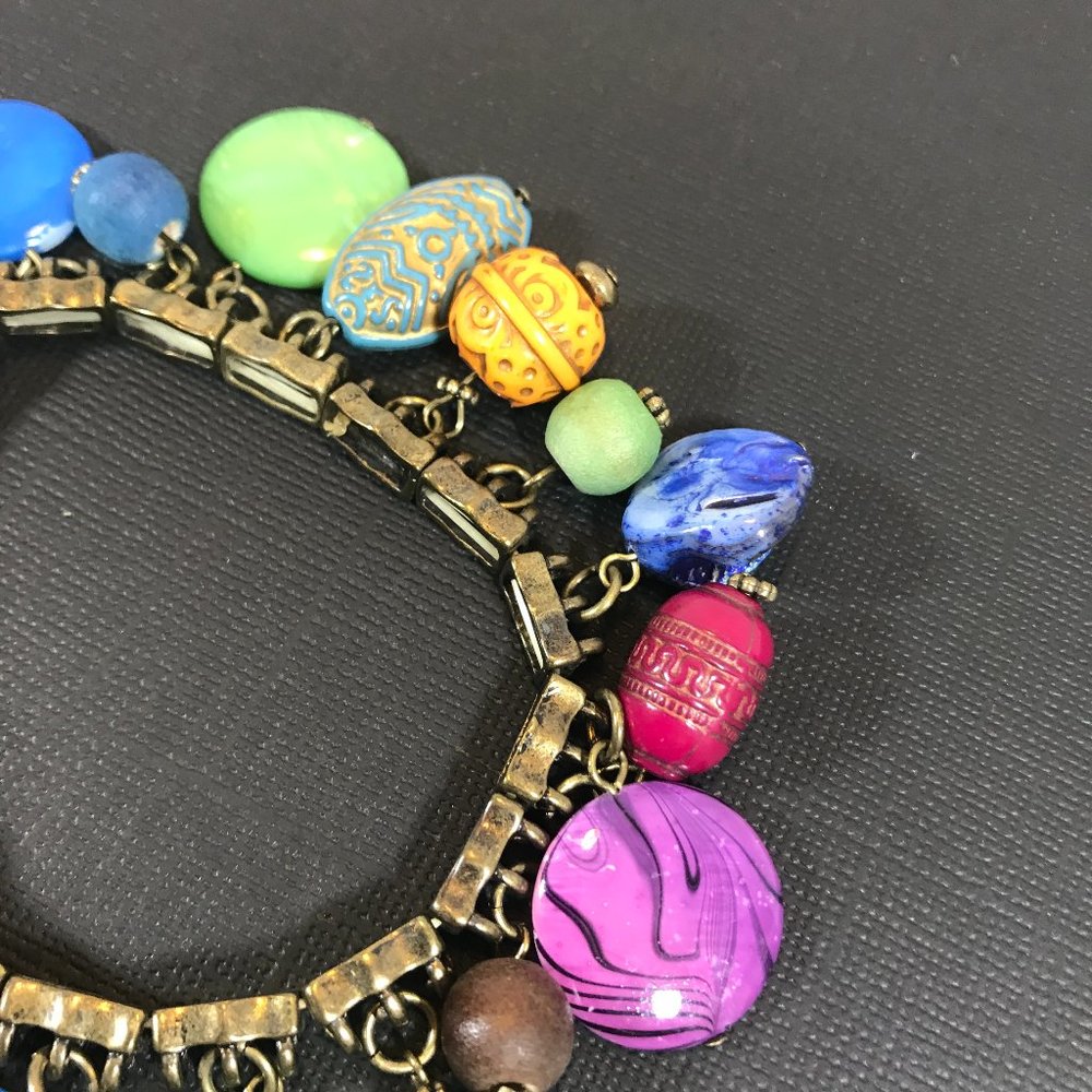 Boho Colorful Multi Dangle Shells & Beads Bracelet - image 5